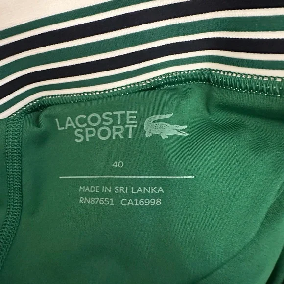 NWT Lacoste Green and White Striped Tennis Skirt Size 8 - Picture 2 of 4